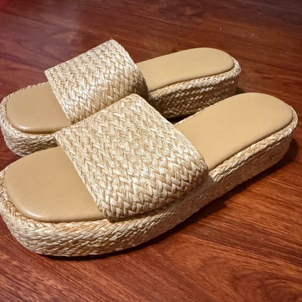 Women's Tan Woven Platform Sandals